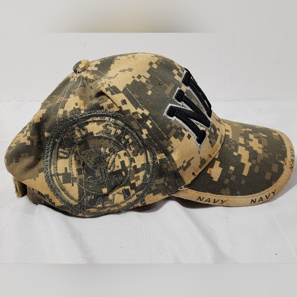 United States Navy Triple Logo Adult Hat Cap Adjustable Hook & Loop Digital Camo - Picture 3 of 12